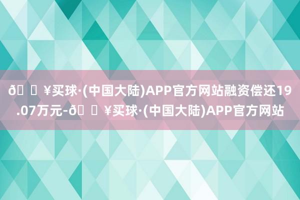 🔥买球·(中国大陆)APP官方网站融资偿还19.07万元-🔥买球·(中国大陆)APP官方网站