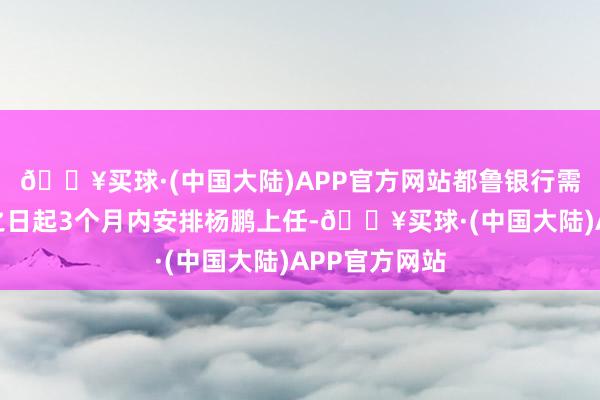 🔥买球·(中国大陆)APP官方网站都鲁银行需在文献下发之日起3个月内安排杨鹏上任-🔥买球·(中国大陆)APP官方网站