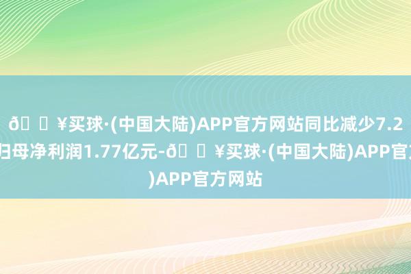 🔥买球·(中国大陆)APP官方网站同比减少7.29%；归母净利润1.77亿元-🔥买球·(中国大陆)APP官方网站