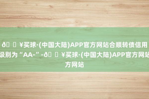 🔥买球·(中国大陆)APP官方网站合顺转债信用级别为“AA-”-🔥买球·(中国大陆)APP官方网站