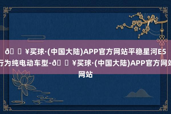 🔥买球·(中国大陆)APP官方网站平稳星河E5行为纯电动车型-🔥买球·(中国大陆)APP官方网站